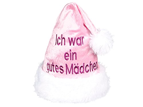 Alsino Weihnachtsmütze Nikolausmütze Rosa mit Bommel (wm-11) 'Gutes Mädchen' - liebevolles Design von Alsino
