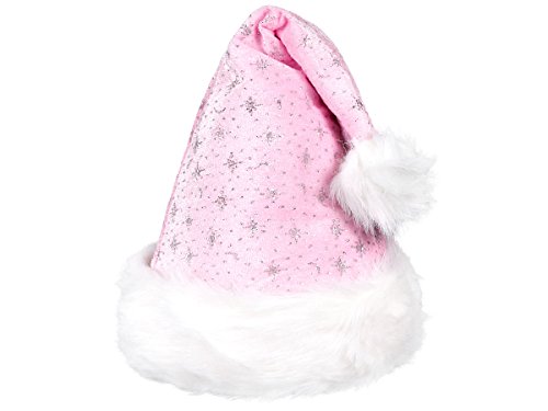 Alsino Weihnachtsmütze Santa Hat Erwachsene Nikolausmützen Weihnachtsmann Mützen kuschelweich mit Bommel, Rosa Glitzer von Alsino