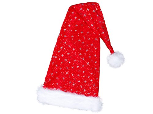 Alsino Weihnachtsmütze Santa Hat Erwachsene Nikolausmützen Weihnachtsmann Mützen kuschelweich mit Bommel, Rot Glitzer Lang von Alsino