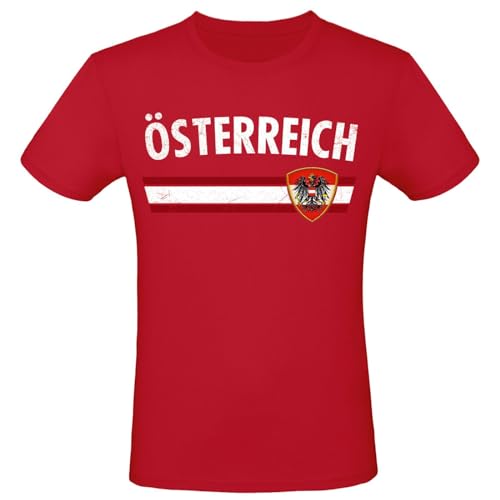 EM WM Fan Shirt Österreich T-Shirt Fanartikel Herren Damen Fan-Shirt, Größe wählen:L, Land wählen:Österreich von Alsino