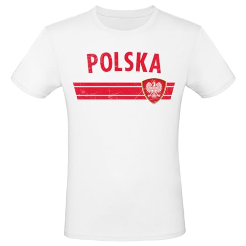 EM WM Fan Shirt Polska Polen T-Shirt Fanartikel Herren Damen Fan-Shirt, Größe wählen:L, Land wählen:Polen von Alsino