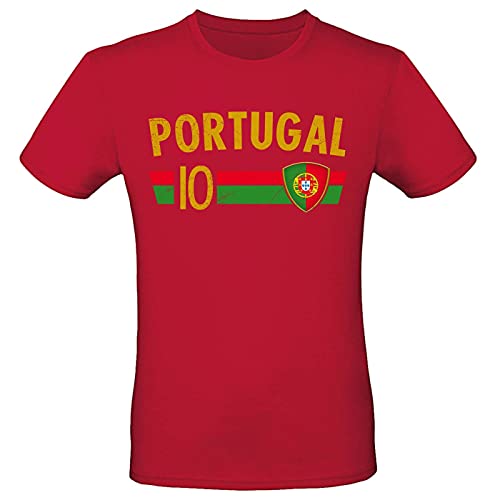 EM Fan Shirt Portugal Europameisterschaft 100% Baumwolle T-Shirt Rundhals Fanartikel Alle Größen Herren Damen Fan-Shirt, Größe wählen:L, Land wählen:Portugal von Alsino