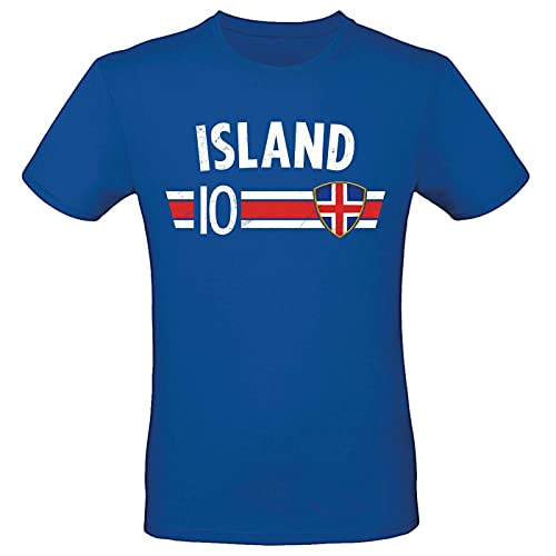 EM Fan Shirt Island Europameisterschaft 100% Baumwolle T-Shirt Rundhals Fanartikel Alle Größen Herren Damen Fan-Shirt, Größe wählen:3XL, Land wählen:Island von Alsino