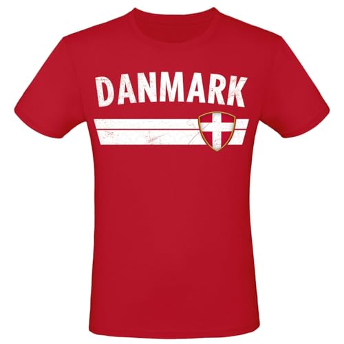 EM WM Fan Shirt Dänemark Danmark T-Shirt Fanartikel Herren Damen Fan-Shirt, Größe wählen:3XL, Land wählen:Dänemark von Alsino