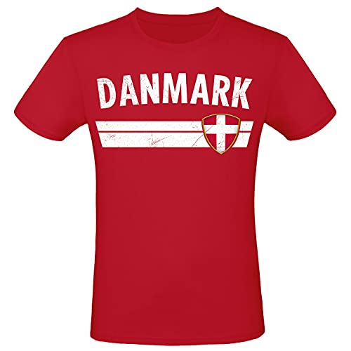 EM WM Fan Shirt Danmark Dänemark T-Shirt Fanartikel Herren Damen Fan-Shirt, Größe wählen:XL, Land wählen:Dänemark von Alsino