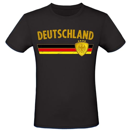 EM WM Fan Shirt Deutschland T-Shirt Fanartikel Herren Damen Fan-Shirt, Größe wählen:3XL, Land wählen:Deutschland - schwarz Gold von Alsino