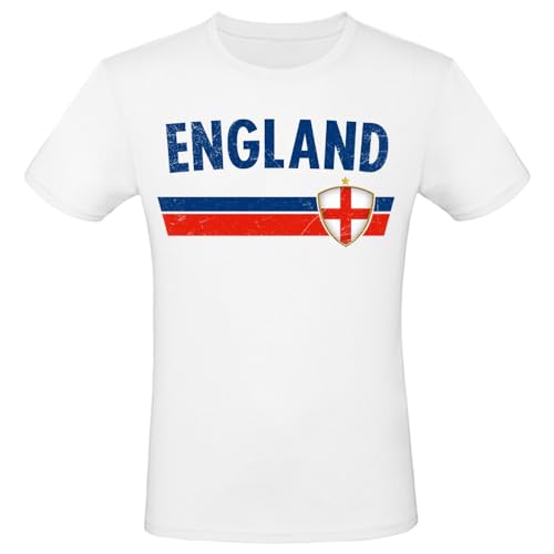 EM WM Fan Shirt England T-Shirt Fanartikel Herren Damen Fan-Shirt, Größe wählen:3XL, Land wählen:England von Alsino