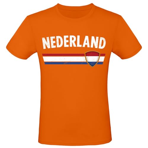 EM WM Fan Shirt Nederland Niederlande T-Shirt Fanartikel Herren Damen Fan-Shirt, Größe wählen:L, Land wählen:Niederlande von Alsino