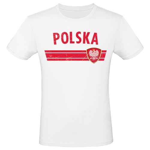 EM WM Fan Shirt Polska Polen T-Shirt Fanartikel Herren Damen Fan-Shirt, Größe wählen:M, Land wählen:Polen von Alsino