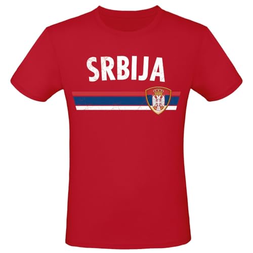 EM WM Fan Shirt Srbija Serbien Fanartikel Herren Damen Fan-Shirt, Größe wählen:M, Land wählen:Serbien von Alsino