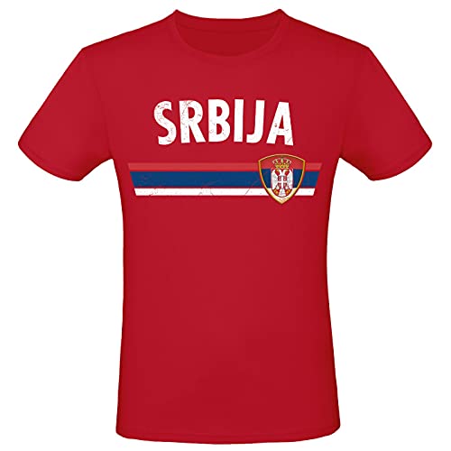 EM WM Fan Shirt Srbija Serbien T-Shirt Fanartikel Herren Damen Fan-Shirt, Größe wählen:L, Land wählen:Serbien von Alsino