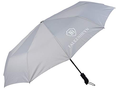 Falkenheyn Regenschirm Sturmfest Taschenschirm mit voll-automatischer Auf Zu Automatik Windfest Grau von Alsino