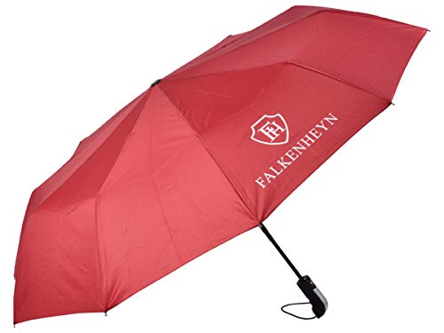 Falkenheyn Regenschirm Sturmfest Taschenschirm mit voll-automatischer Auf Zu Automatik Windfest Rot von Alsino