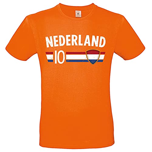 Fußball WM EM T-Shirt Fan Artikel Weltmeisterschaft Nationalmannschaft Europameisterschaft Fanartikel Fan-Trikot Herren Damen Fan Shirt, L, Niederlande von Alsino