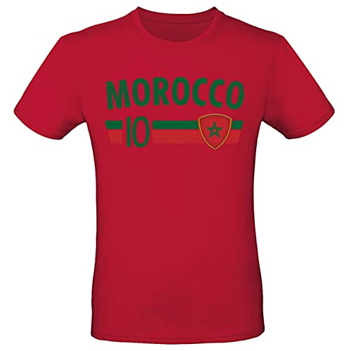 Fußball WM EM T-Shirt Fan Artikel Weltmeisterschaft Nationalmannschaft Europameisterschaft Fanartikel Fan-Trikot Herren Damen Fan Shirt, M, Marokko von Alsino