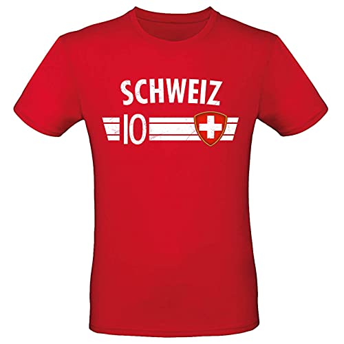 Fußball WM EM T-Shirt Fan Artikel Weltmeisterschaft Nationalmannschaft Europameisterschaft Fanartikel Fan-Trikot Herren Damen Fan Shirt, M, Schweiz von Alsino