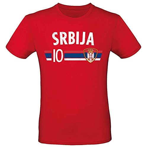 Fußball WM EM T-Shirt Fan Artikel Weltmeisterschaft Nationalmannschaft Europameisterschaft Fanartikel Fan-Trikot Herren Damen Fan Shirt, M, Serbien von Alsino