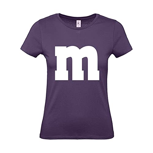 M und M Shirt T-Shirt 100% Baumwolle M und M Damen Kostüm Verkleidung M und M Gruppen Tshirt - Karneval Fasching JGA Festival, lila, XL von Alsino