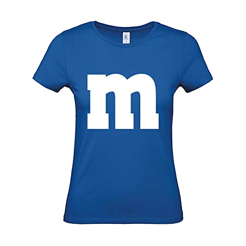 MM Shirt T-Shirt 100% Baumwolle M&M Damen Kostüm Verkleidung M und M Gruppen Tshirt - Karneval Fasching JGA Festival, blau, L von Alsino