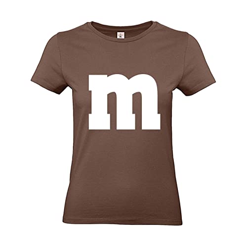 MM Shirt T-Shirt 100% Baumwolle M&M Damen Kostüm Verkleidung M und M Gruppen Tshirt - Karneval Fasching JGA Festival, braun, M von Alsino