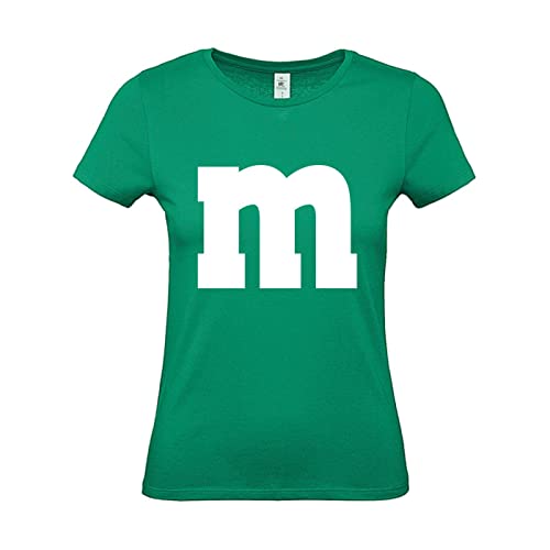 MM Shirt T-Shirt 100% Baumwolle M&M Damen Kostüm Verkleidung M und M Gruppen Tshirt - Karneval Fasching JGA Festival, grün, XL von Alsino