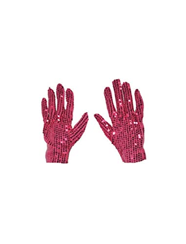 Pailletten Handschuhe Paar Kostüm Zubehör JGA Fasching Karneval Glitzer Vollfinger-Handschuhe Konzert Tanz Auftritte Show Erwachsene, pink von Alsino