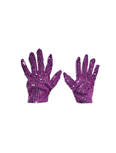 Pailletten Handschuhe Paar Kostüm Zubehör Jga Fasching Karneval Glitzer Vollfinger-Handschuhe Konzert Tanz Auftritte Show Erwachsene, lila von Alsino