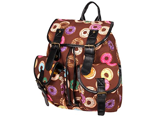 Rucksack Damen Blumen Stoff Vintage Stil Retro Freizeitrucksack Stoffrucksack von Alsino, Variante wählen:Ruck-b013 Donuts von Alsino