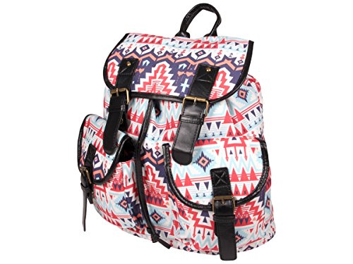 Alsino Rucksack Damen Blumen Stoff Vintage Stil Retro Freizeitrucksack Stoffrucksack, Variante wählen:Ruck-b017 Muster bunt von Alsino