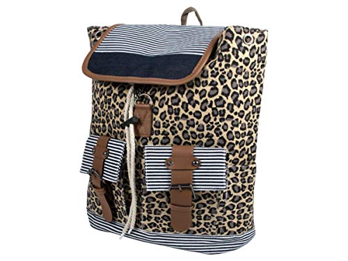 Rucksack Damen Stoff Vintage Stil Retro Freizeitrucksack Stoffrucksack von Alsino, wählen:RUCK-b023 Leopard von Alsino