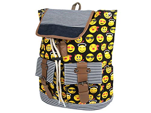 Rucksack Damen Stoff Vintage Stil Retro Freizeitrucksack Stoffrucksack von Alsino, wählen:RUCK-b030 Emojicon von Alsino