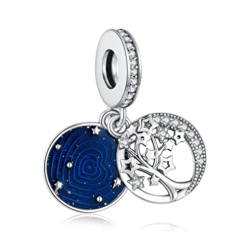 Alstiva Baum & Galaxis Mond Doppelter Charm-Anhänger 925 Sterling Silber 5A Zirkonia Charm Anhänger für Armband Charm Bead Pendant für Europäische Armbänder Halsketten Geschenk für Damen Frauen Alstiva Baum & Galaxis Mond Doppelter Charm-Anhänger 925 Sterling Silber 5A Zirkonia Charm Anhänger für Armband Charm Bead Pendant für Europäische Armbänder Halsketten Geschenk für Damen Frauen von Alstiva