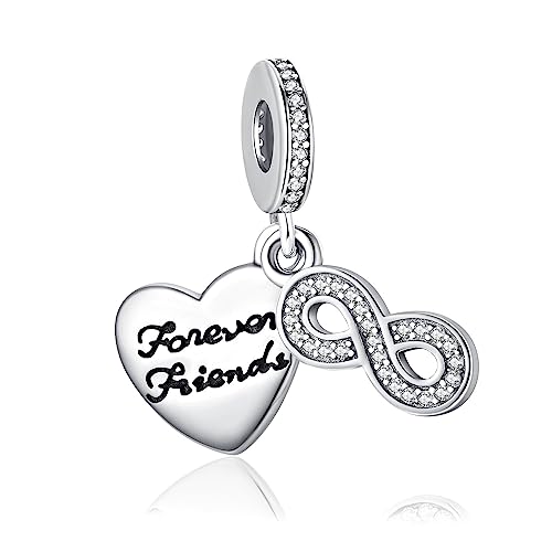 Alstiva Forever Friends Herz Charm-Anhänger 925 Sterling Silber 5A Zirkonia Charm Anhänger für Armband Bead Pendant für Europäische Armbänder Halsketten Schmuck Geschenk für Damen Frauen Alstiva Forever Friends Herz Charm-Anhänger 925 Sterling Silber 5A Zirkonia Charm Anhänger für Armband Bead Pendant für Europäische Armbänder Halsketten Schmuck Geschenk für Damen Frauen von Alstiva