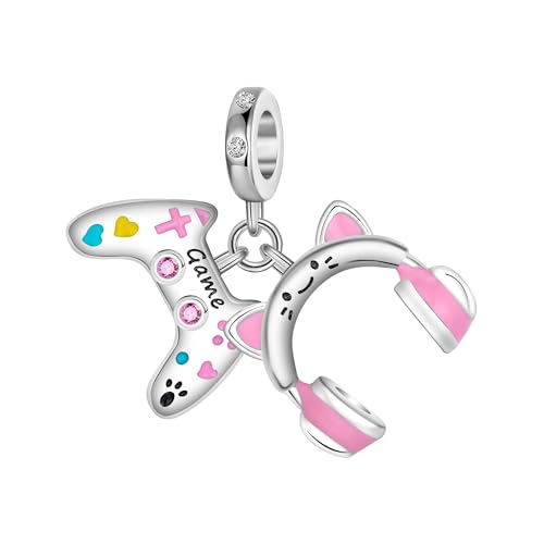 Alstiva Gamepad & Over-Ear Kopfhörer Charm-Anhänger 925 Sterling Silber 9A Zirkonia für Armbänder Halsketten - Schmuck Geschenk für Damen Frauen Alstiva Gamepad & Over-Ear Kopfhörer Charm-Anhänger 925 Sterling Silber 9A Zirkonia für Armbänder Halsketten - Schmuck Geschenk für Damen Frauen von Alstiva