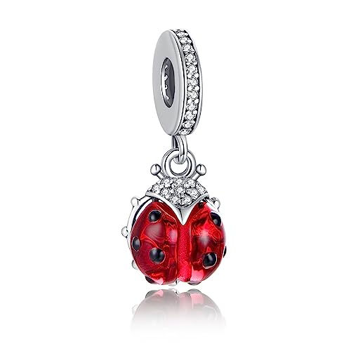Alstiva Roter Marienkäfer Charm Anhänger 925 Sterling Silber 5A Zirkonia Charm Anhänger für Armband Charm Bead Pendant für Europäische Armbänder Halsketten Schmuck Geschenk für Damen Frauen Alstiva Roter Marienkäfer Charm Anhänger 925 Sterling Silber 5A Zirkonia Charm Anhänger für Armband Charm Bead Pendant für Europäische Armbänder Halsketten Schmuck Geschenk für Damen Frauen von Alstiva
