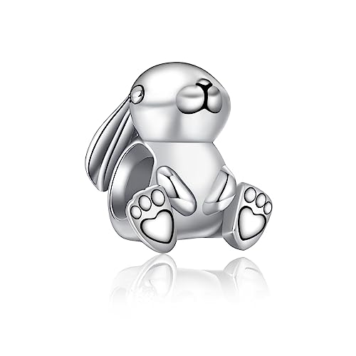 Alstiva Süßer Hase Charm 925 Sterling Silber 6A Zirkonia Charm Anhänger für Armband Bead Pendant für Europäische Armbänder Halsketten Schmuck Geschenk für Damen Frauen Alstiva Süßer Hase Charm 925 Sterling Silber 6A Zirkonia Charm Anhänger für Armband Bead Pendant für Europäische Armbänder Halsketten Schmuck Geschenk für Damen Frauen von Alstiva