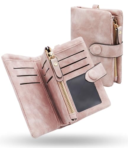 Alster Herz* Damen Geldbörse Klein – Geldbeutel Frauen Veganes Leder mit Vielen Kartenfächern und Münzfach, Portemonnaie Kartenhalter mit RFID Blocker (Rosa) von Alster Herz