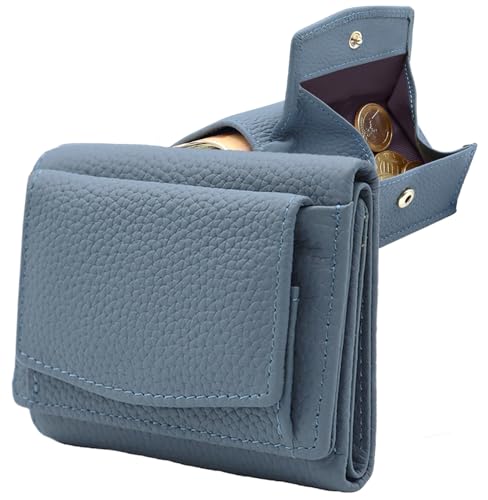 Alster Herz* Kleine Geldbörse Damen Echtleder mit Münzfach & RFID Schutz – Mini Portemonnaie für Frauen Kompaktes Kreditkartenetui aus Rindsleder – Hochwertiger Damen Geldbeutel (Petrol) von Alster Herz