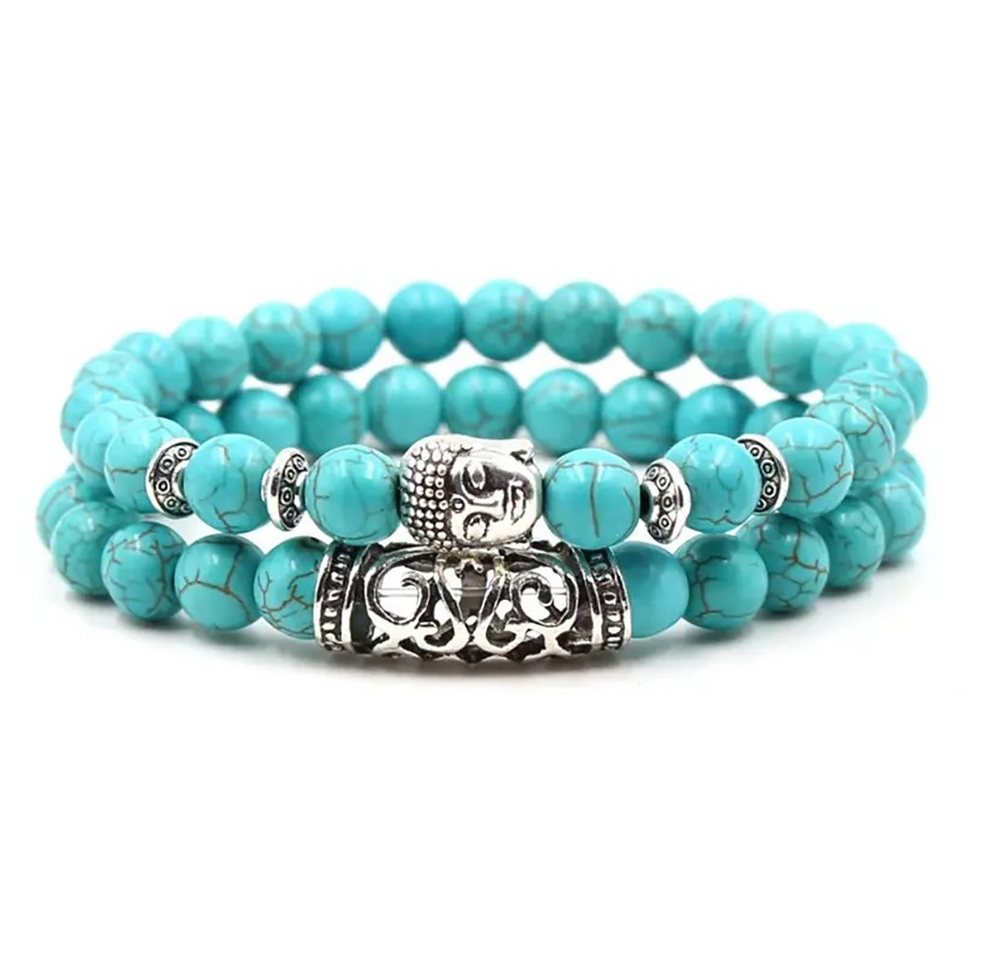 Alster Herz Armband Set 2-teiliges Armband mit Buddha Kopf, Naturstein, Damen Herren, J0252, 2er Set, Partnerarmband Freundschaftsarmband von Alster  Herz