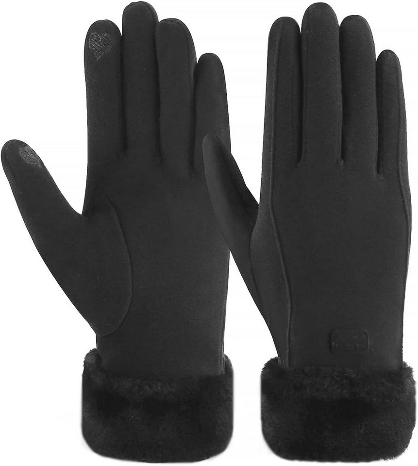 Alster Herz Fleecehandschuhe Warme Damen Handschuhe, winddicht, Fleece, elegant, A0503 mit Kunstfell, hält warm von Alster  Herz