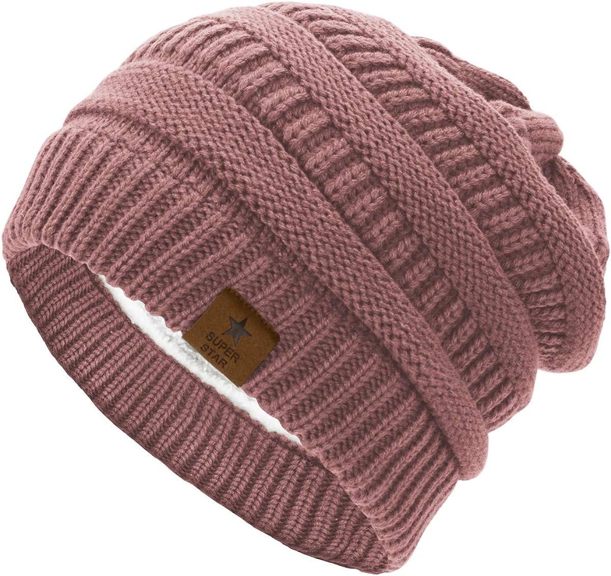 Alster Herz Fleecemütze Damen Strickmütze Winter Beanie, Grobstrick, A0499 mit Fleece gefüttert, warm und bequem, Unisex von Alster  Herz