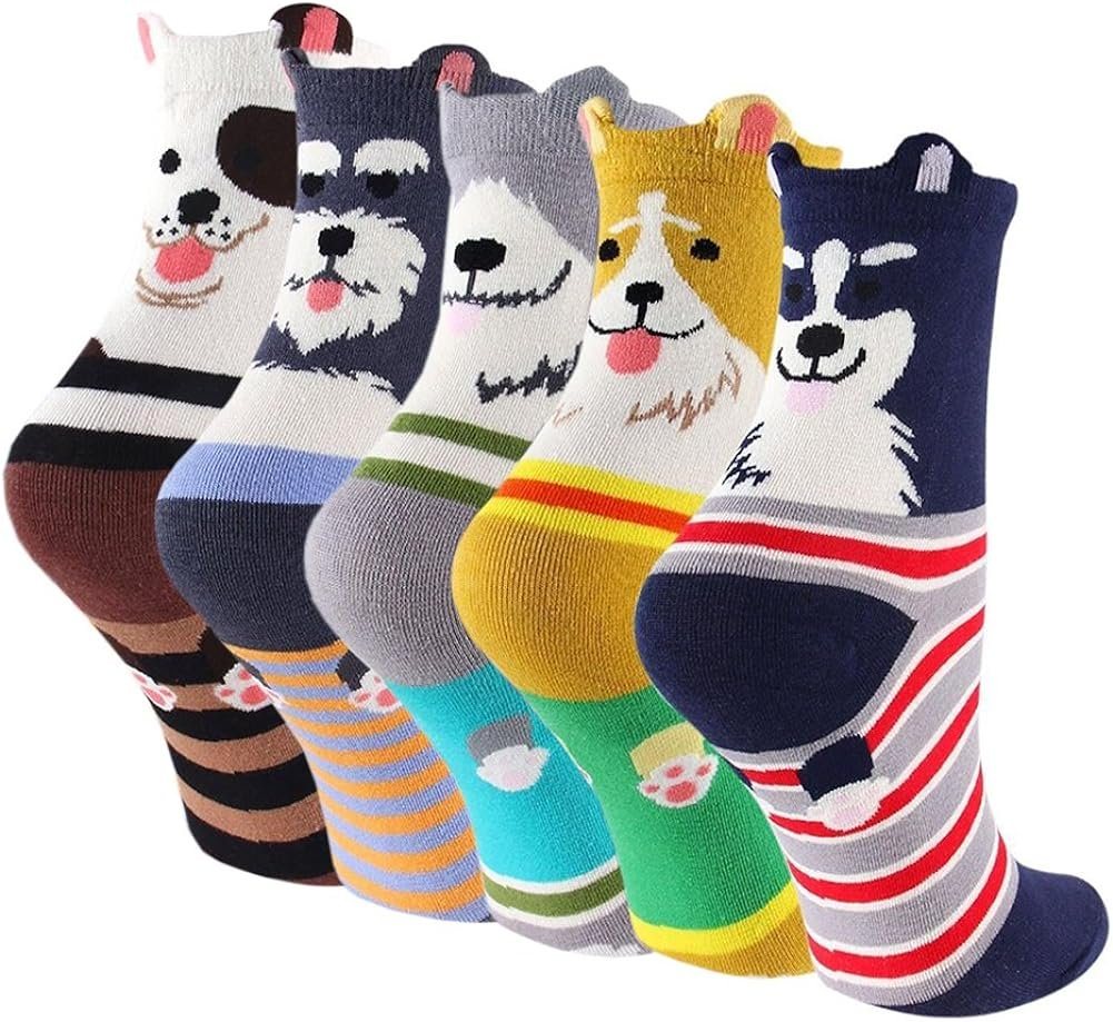 Alster Herz Freizeitsocken 5 Paar Damen bunte Socken, Hundegesicht Motiv, 35-41, A0491 (5-Paar) sehr weich, dehnbar von Alster  Herz