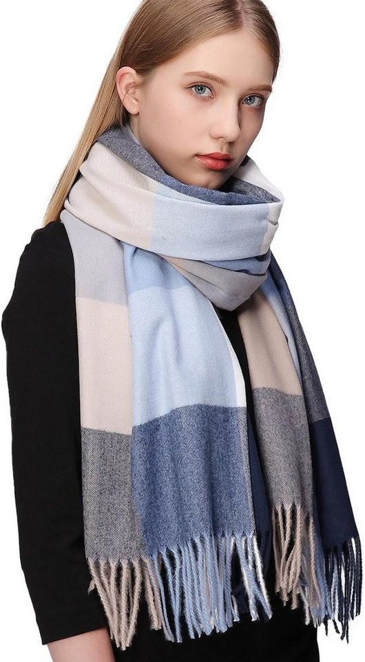 Alster Herz Modeschal Karierter Schal Damen Winter Schals Tücher mit Pashmina Feeling A0505, hält sehr warm von Alster  Herz