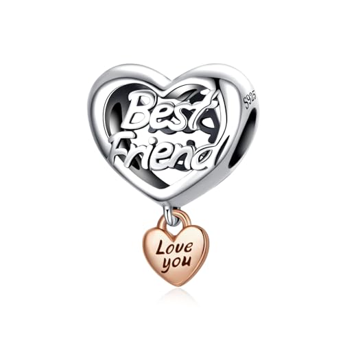 Alstiva „Best Friend Love You“ Herz-Charm Charm-Anhänger 925 Sterling Silber 5A Zirkonia Charm Anhänger für Armband Charm Bead Pendant für Europäische Armbänder Halsketten Schmuck Geschenk für Damen Alstiva „Best Friend Love You“ Herz-Charm Charm-Anhänger 925 Sterling Silber 5A Zirkonia Charm Anhänger für Armband Charm Bead Pendant für Europäische Armbänder Halsketten Schmuck Geschenk für Damen von Alstiva