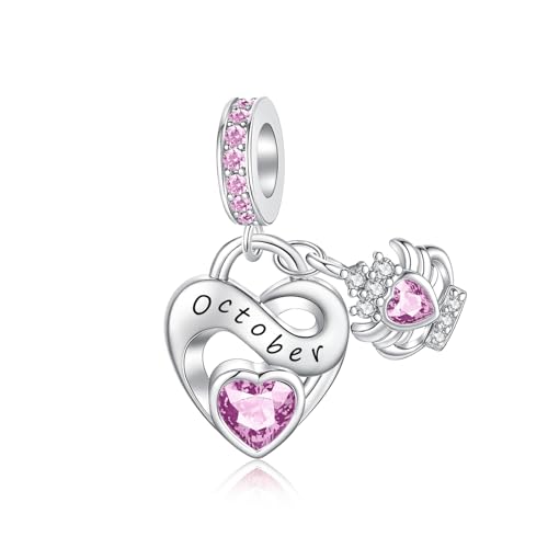 Alstiva Oktober-Herz Geburtsstein Charm 925 Sterling Silber 5A Zirkonia Charm Anhänger für Armband Bead Pendant für Europäische Armbänder Halsketten Schmuck Geschenk für Frauen Freundin Damen Alstiva Oktober-Herz Geburtsstein Charm 925 Sterling Silber 5A Zirkonia Charm Anhänger für Armband Bead Pendant für Europäische Armbänder Halsketten Schmuck Geschenk für Frauen Freundin Damen von Alstiva