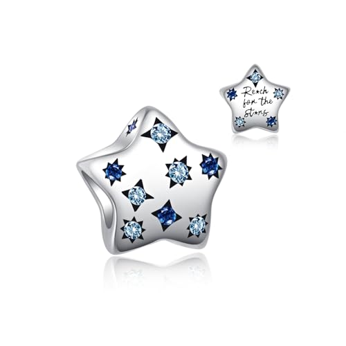 Alstiva Auffälliger Funkelnder Stern-Charm 925 Sterling Silber 5A Zirkonia Charm Anhänger für Armband Pendant für Europäische Armbänder Halsketten Schmuck Geschenk Schmuck für Frauen Freundin Damen Alstiva Auffälliger Funkelnder Stern-Charm 925 Sterling Silber 5A Zirkonia Charm Anhänger für Armband Pendant für Europäische Armbänder Halsketten Schmuck Geschenk Schmuck für Frauen Freundin Damen von Alstiva