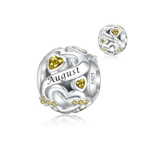 Alstiva August Geburtsstein Charm 925 Sterling Silber 5A Zirkonia Anhänger für Europäische Armbänder Halsketten - Schmuck Geschenk für Damen Frauen Alstiva August Geburtsstein Charm 925 Sterling Silber 5A Zirkonia Anhänger für Europäische Armbänder Halsketten - Schmuck Geschenk für Damen Frauen von Alstiva