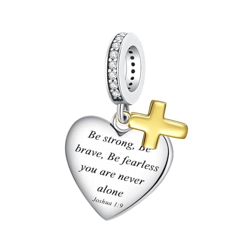 Alstiva Bibel Charm-Anhänger- Be strong, Be brave Charm 925 Sterling Silber 5A Zirkonia Charm Anhänger für Armband Charm Bead Pendant für Europäische Armbänder Halsketten Schmuck Geschenk für Damen Alstiva Bibel Charm-Anhänger- Be strong, Be brave Charm 925 Sterling Silber 5A Zirkonia Charm Anhänger für Armband Charm Bead Pendant für Europäische Armbänder Halsketten Schmuck Geschenk für Damen von Alstiva