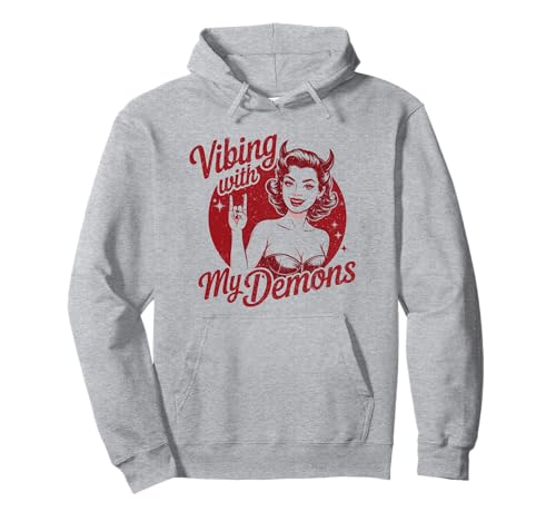 Vibing with My Demons Devil Girl im Retro-Look Pullover Hoodie Vibing with My Demons Devil Girl im Retro-Look Pullover Hoodie von Alt Gothic Dark Humor Vibe Outfits