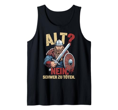 Herren Alt? Nein, schwer zu töten. Böser Alter Mann Wikinger Tank Top von Alt? Nein, schwer zu töten Wikinger Design